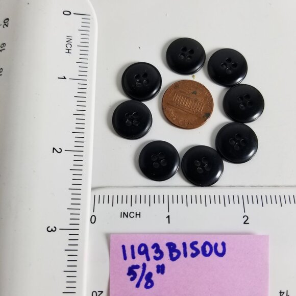 8 5/8" Bisou Bisou Logo Black Plastic 4 Holes Buttons - Picture 3 of 6